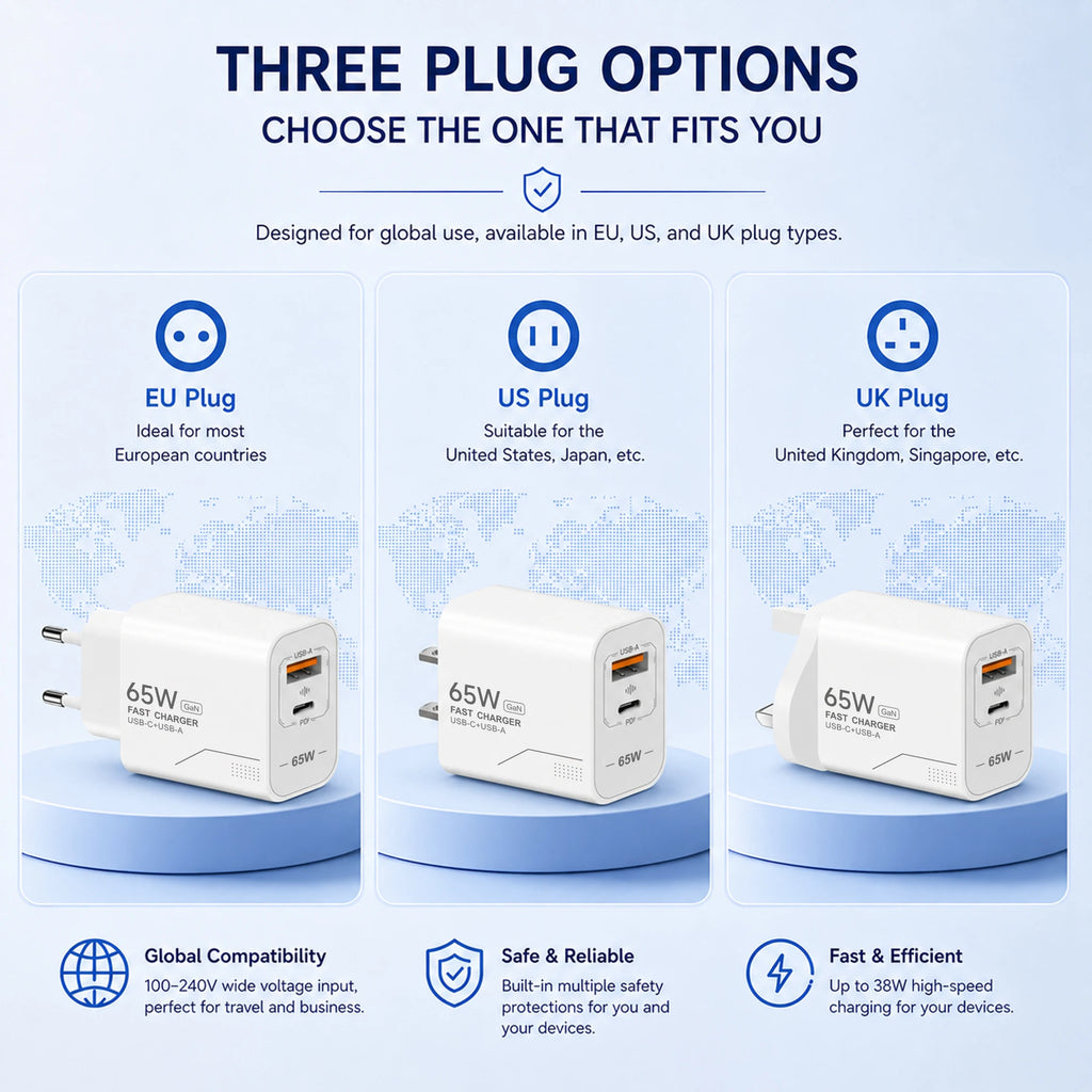 Fast Charging Phone Charger Power Adapter For iPhone Samsung Xiaomi Type C US/EU Plug Wall Charger