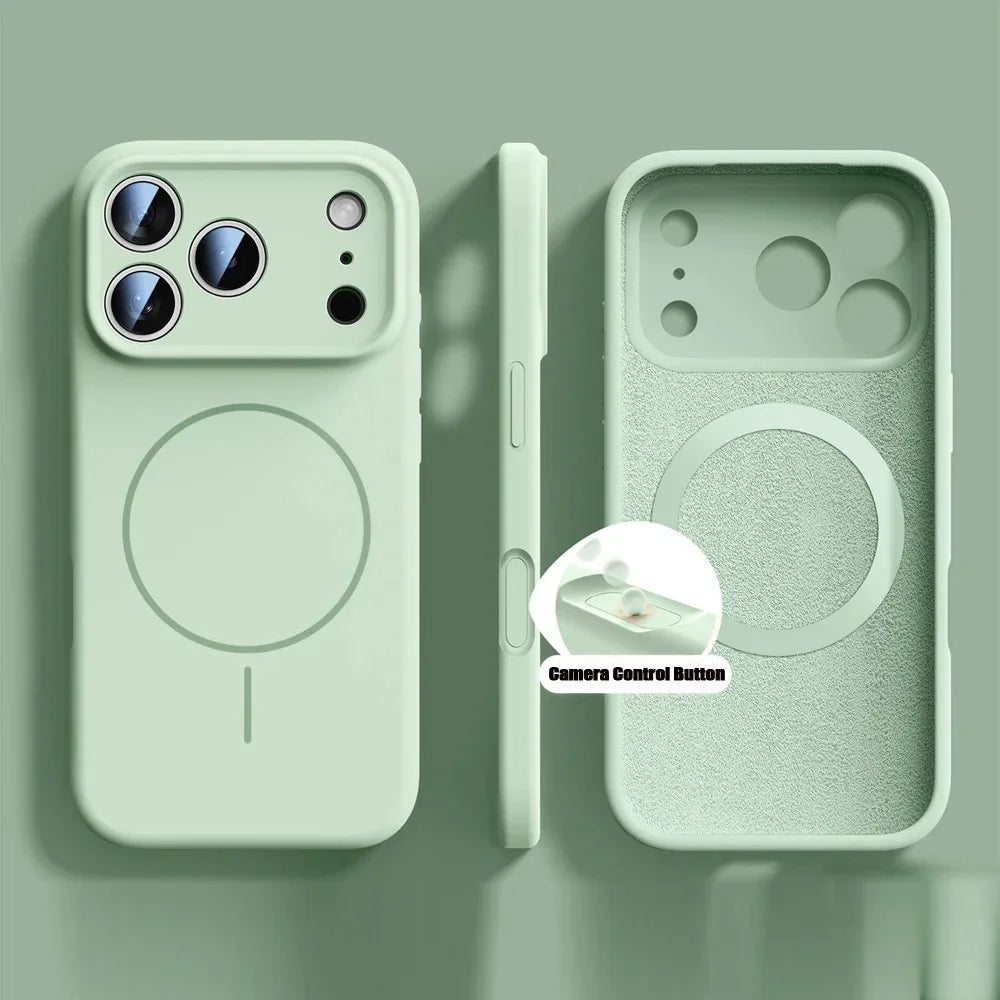 New Liquid Silicone Magnetic Case For iPhone 17 16 15 14 13 12 Pro Max 16 Plus Air Original Soft Cover For iPhone 17 16 Pro Max