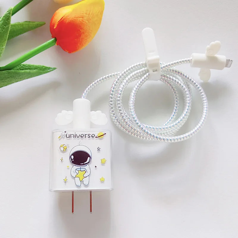 18W/20W US Charger Protection Cover For iphone Cute USB Cable Winder Protector Shell Case For Apple 12 13 11 Promax 14 Plus
