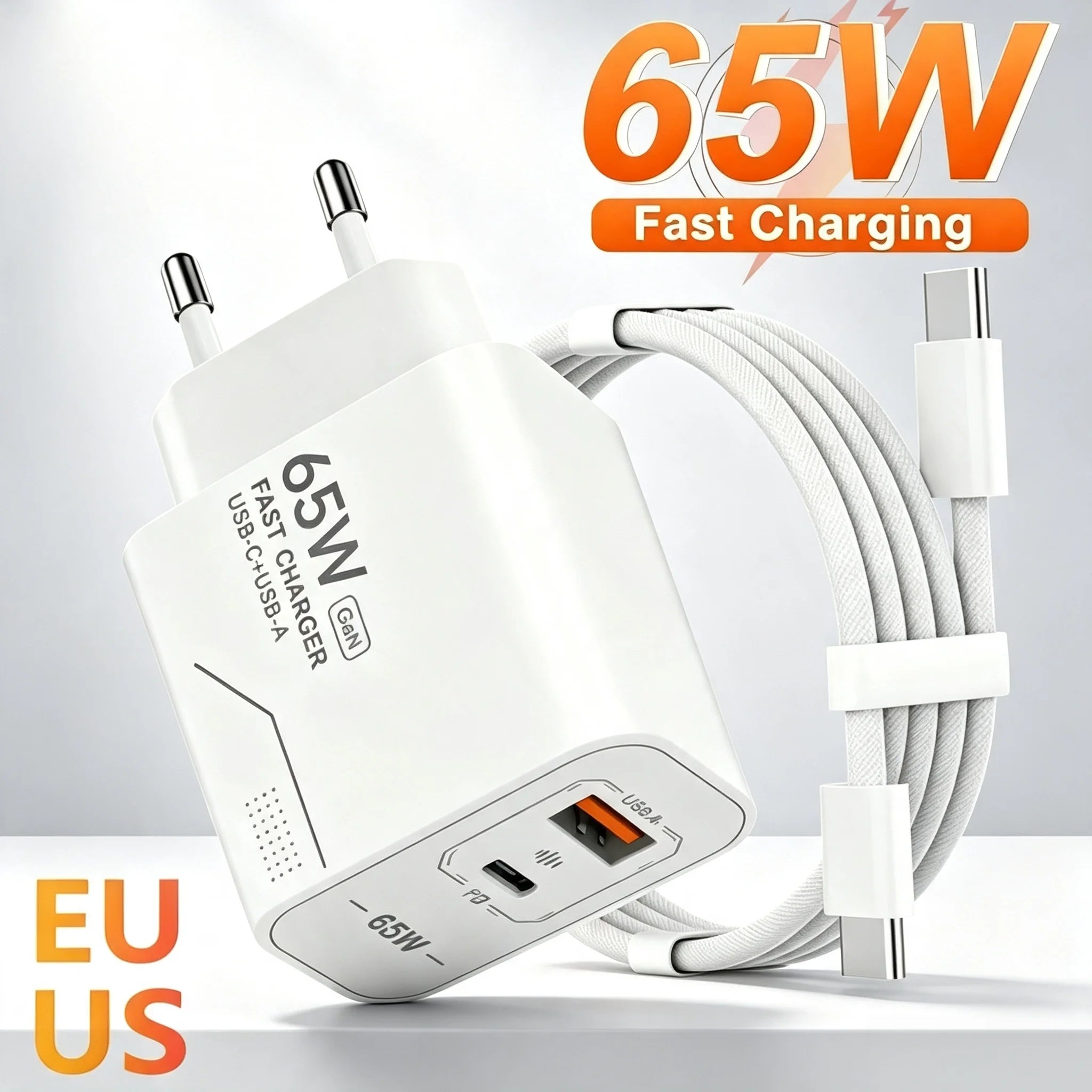 Fast Charging Phone Charger Power Adapter For iPhone Samsung Xiaomi Type C US/EU Plug Wall Charger