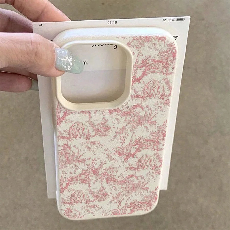 Pink Floral Lichee Pattern For IPhone 17 17Air 16 15 14 13 12 11 Pro Max Case Silicone Cover For IPhone 16 15 14 Plus Plus Case