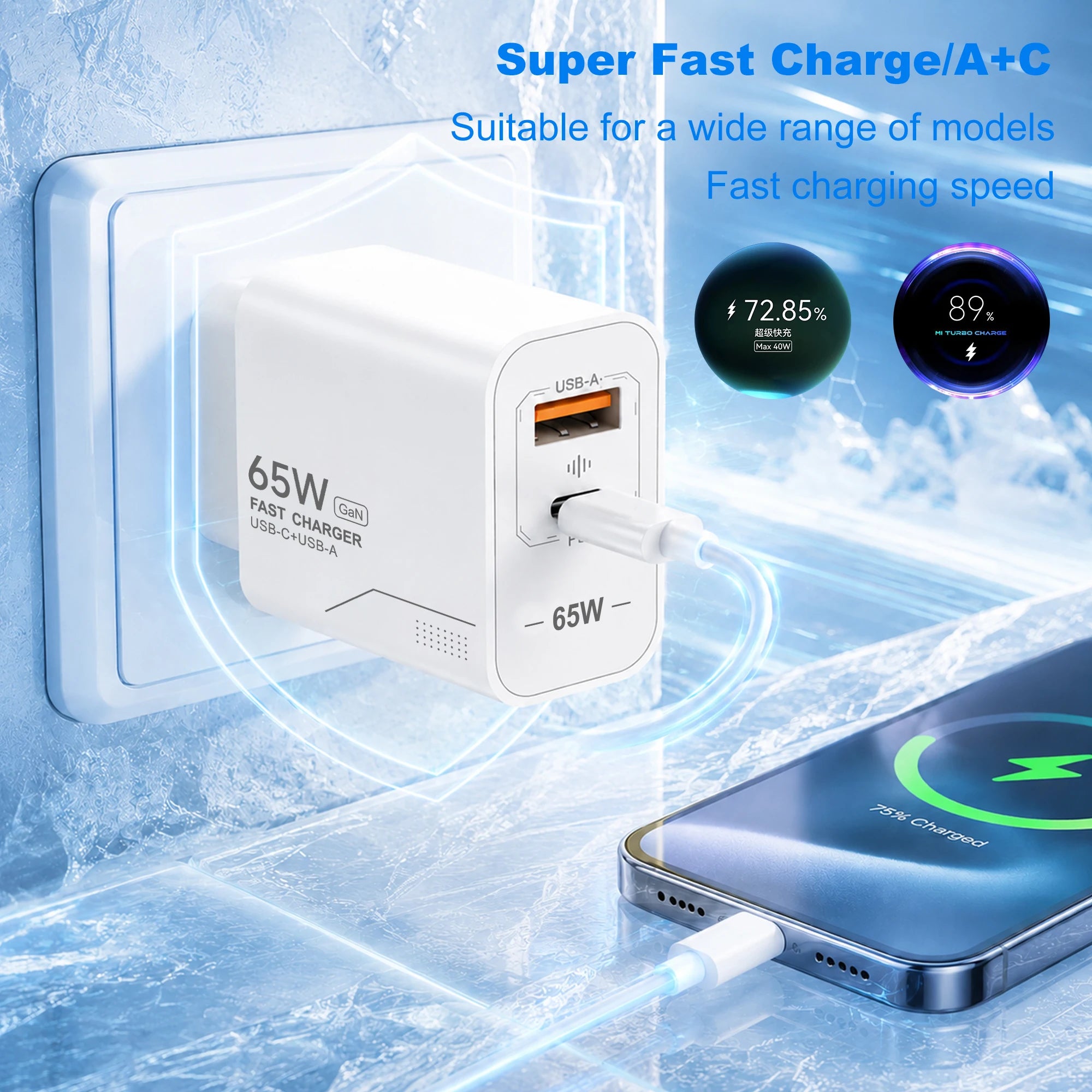Fast Charging Phone Charger Power Adapter For iPhone Samsung Xiaomi Type C US/EU Plug Wall Charger