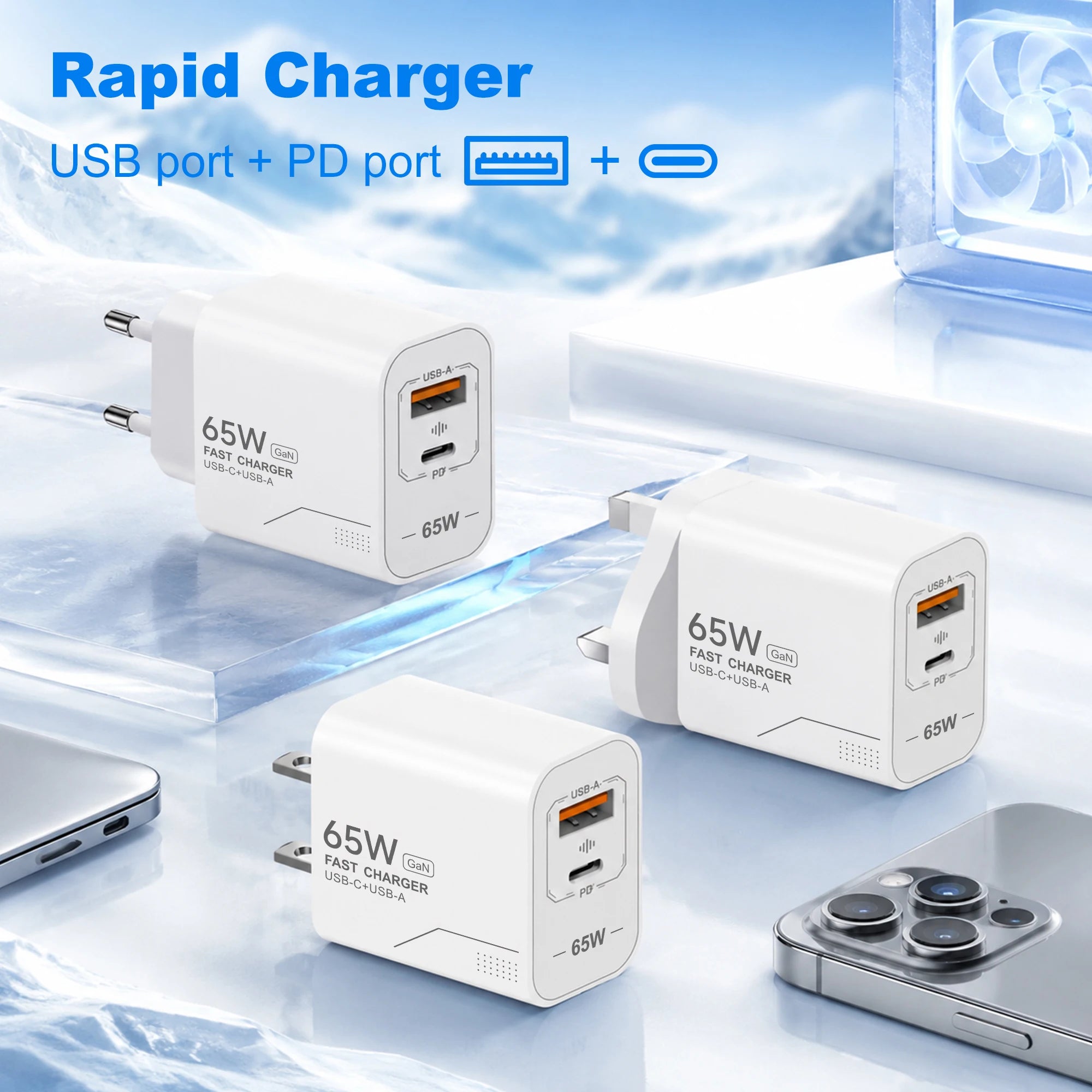 Fast Charging Phone Charger Power Adapter For iPhone Samsung Xiaomi Type C US/EU Plug Wall Charger