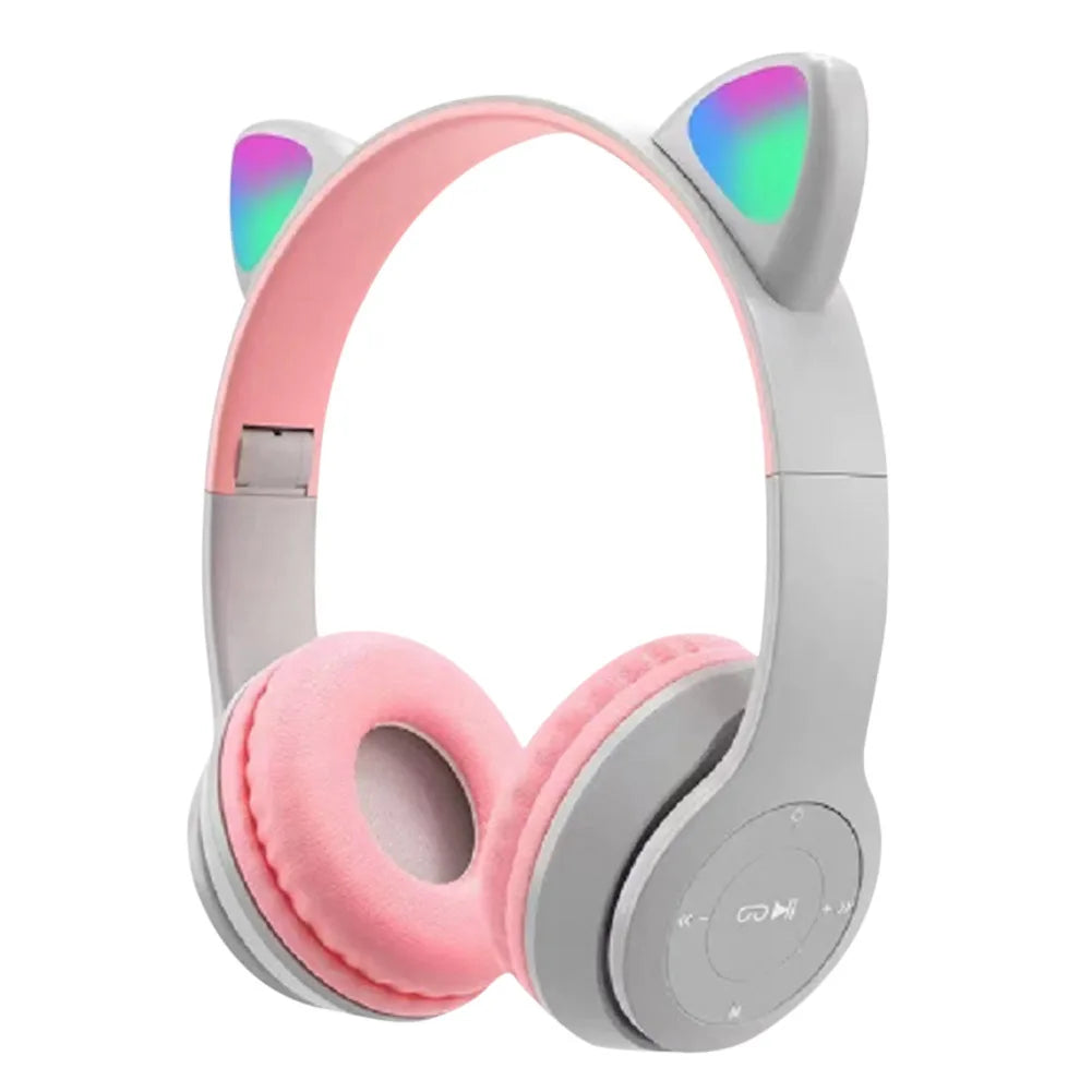 Wireless Bluetooth Headset Gamer Cat LED Light Foldable Noise Cancelling Earbuds Wireless Headphones Bluetooth Earphones