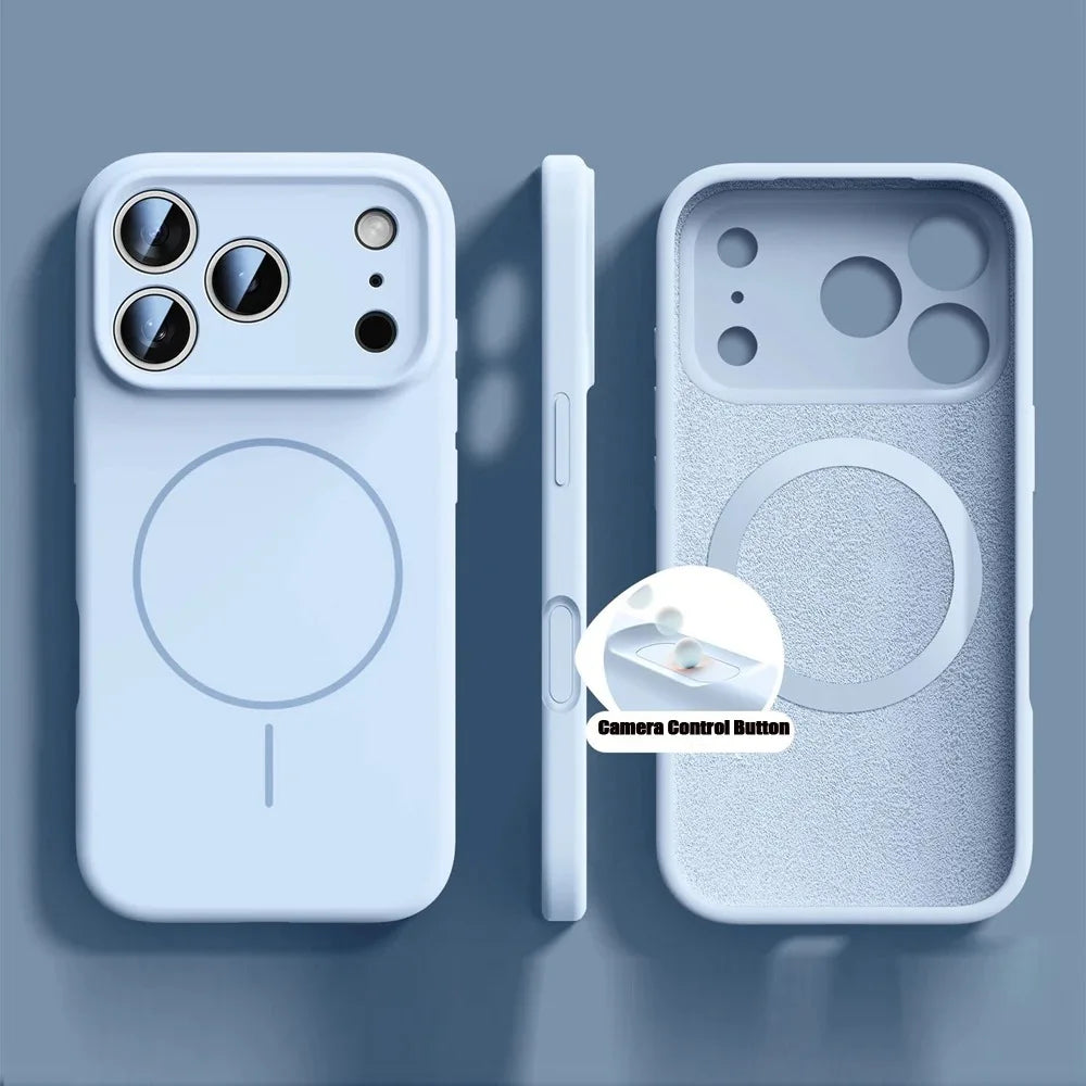 New Liquid Silicone Magnetic Case For iPhone 17 16 15 14 13 12 Pro Max 16 Plus Air Original Soft Cover For iPhone 17 16 Pro Max