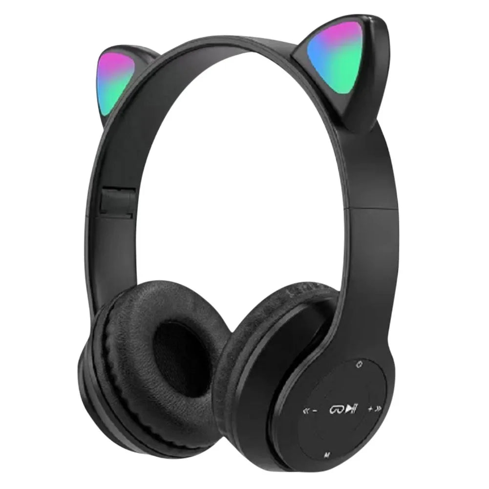 Wireless Bluetooth Headset Gamer Cat LED Light Foldable Noise Cancelling Earbuds Wireless Headphones Bluetooth Earphones