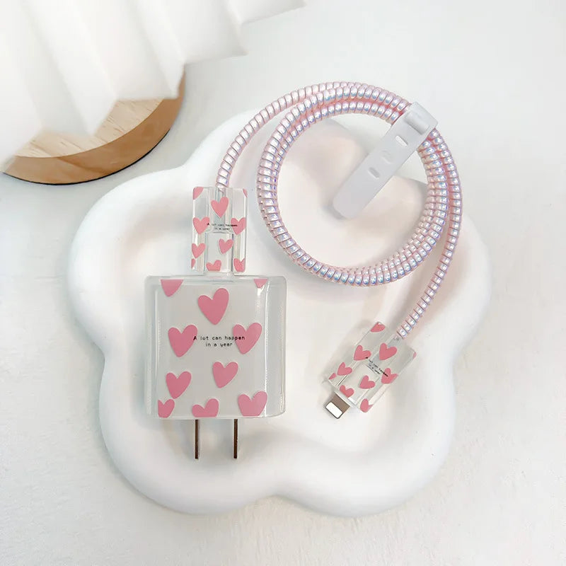 18W/20W US Charger Protection Cover For iphone Cute USB Cable Winder Protector Shell Case For Apple 12 13 11 Promax 14 Plus