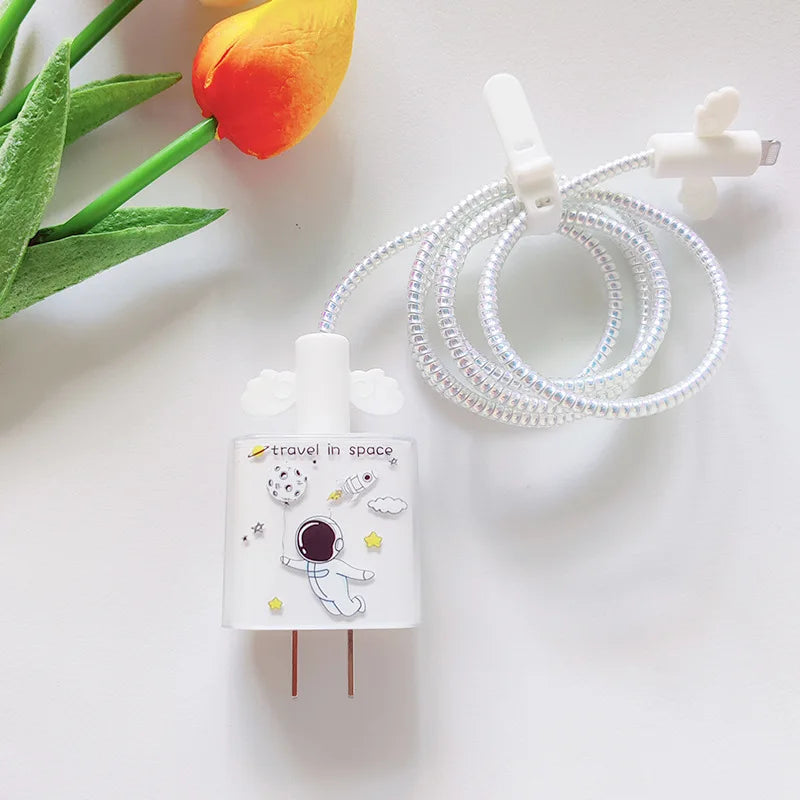 18W/20W US Charger Protection Cover For iphone Cute USB Cable Winder Protector Shell Case For Apple 12 13 11 Promax 14 Plus