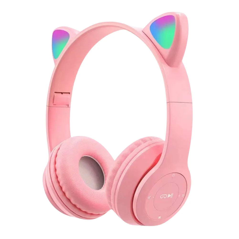 Wireless Bluetooth Headset Gamer Cat LED Light Foldable Noise Cancelling Earbuds Wireless Headphones Bluetooth Earphones