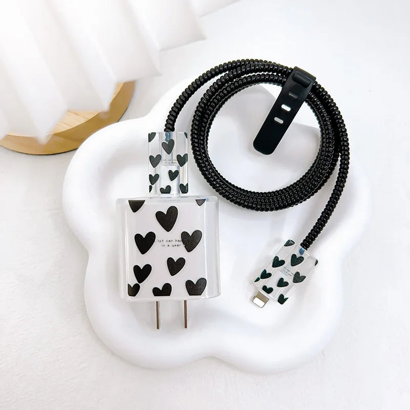 18W/20W US Charger Protection Cover For iphone Cute USB Cable Winder Protector Shell Case For Apple 12 13 11 Promax 14 Plus