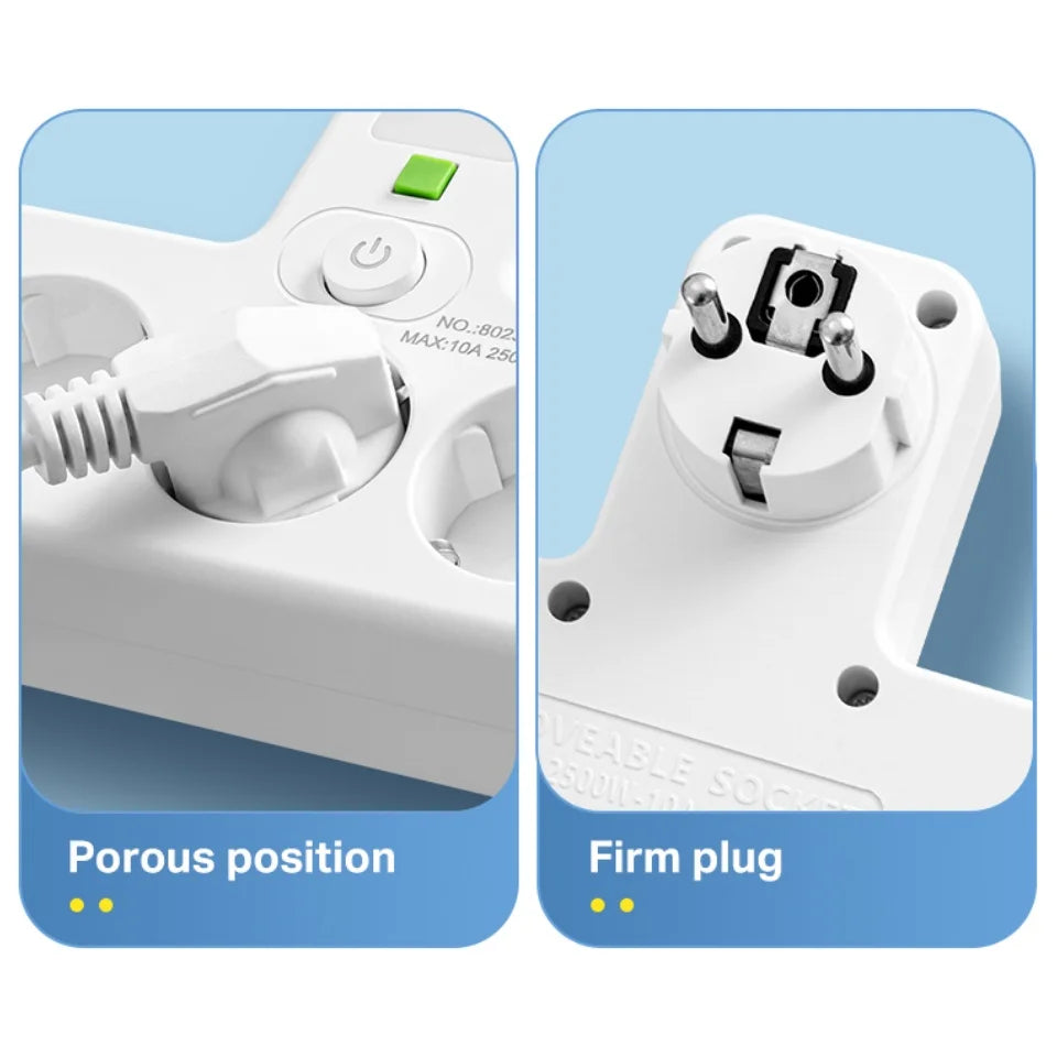 EU Plug AC Power Strip Multiprise Wall Mounted Socket Universal Network Filter USB Ports Separate Switch light Adapter