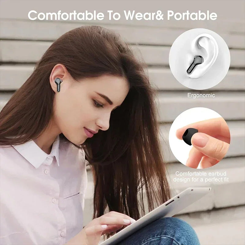 Wireless Earphone HiFi Stereo Earbuds with LED Display 48H Play Time ENC Noise Cancelling Ear Buds Waterproof Headphones
