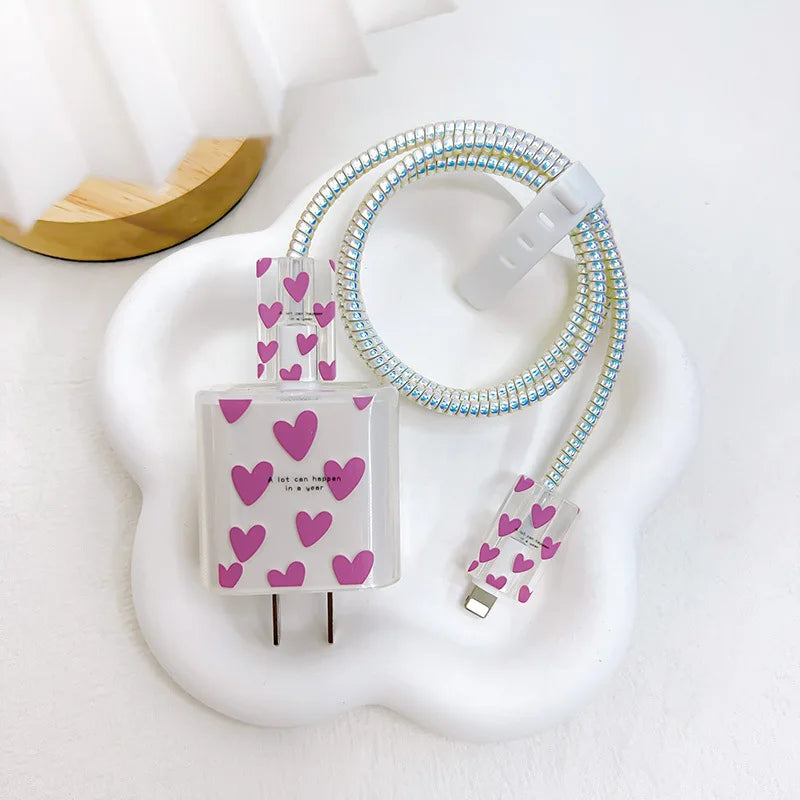 18W/20W US Charger Protection Cover For iphone Cute USB Cable Winder Protector Shell Case For Apple 12 13 11 Promax 14 Plus