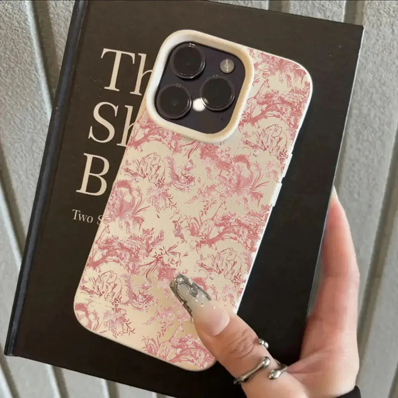 Pink Floral Lichee Pattern For IPhone 17 17Air 16 15 14 13 12 11 Pro Max Case Silicone Cover For IPhone 16 15 14 Plus Plus Case