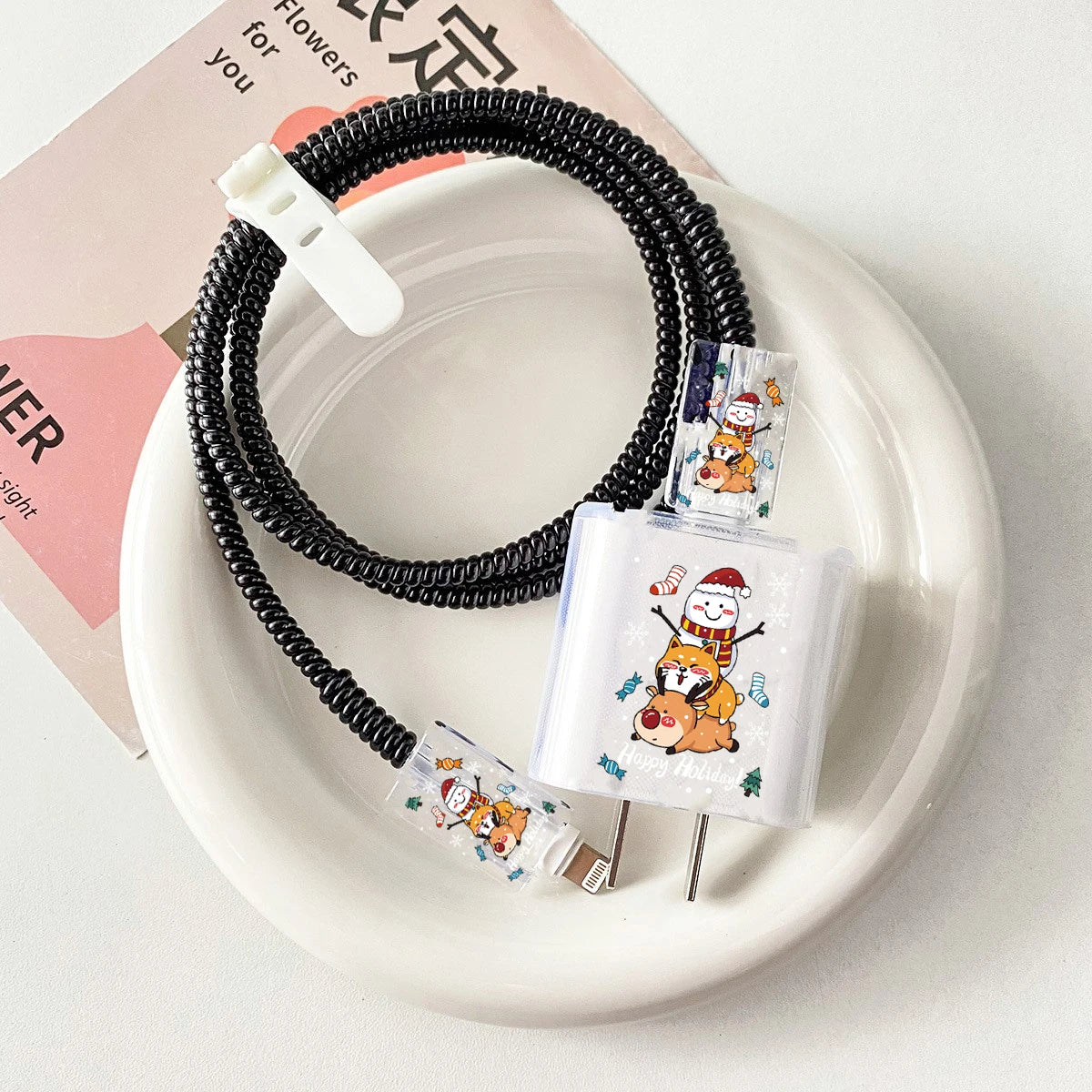 18W/20W US Charger Protection Cover For iphone Cute USB Cable Winder Protector Shell Case For Apple 12 13 11 Promax 14 Plus