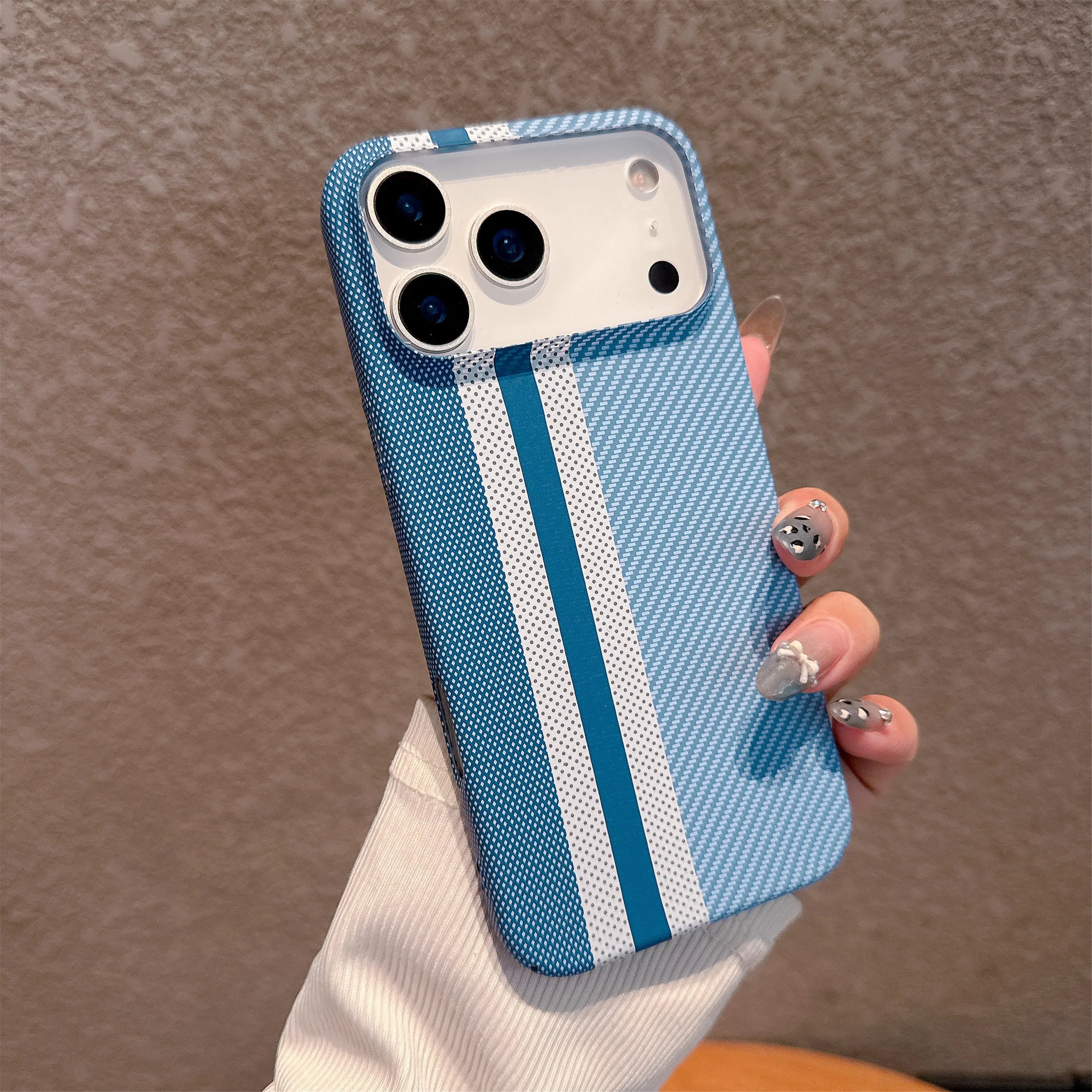 Large Kong Kevlar Carbon Fiber Stripe Texture Hard PC case for iPhone 17 Air 16 15 14 Plus 13 12 ProMax 11 Shockproof Back Cover
