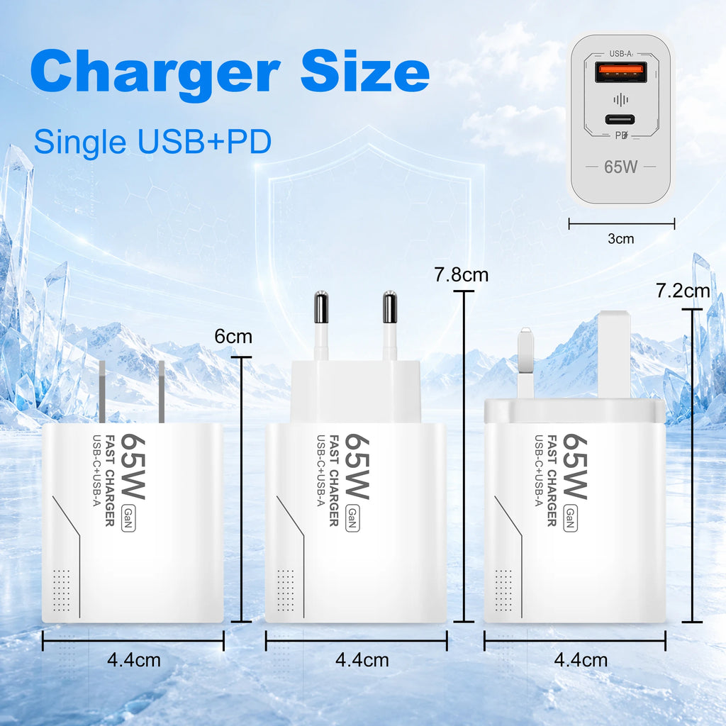 Fast Charging Phone Charger Power Adapter For iPhone Samsung Xiaomi Type C US/EU Plug Wall Charger