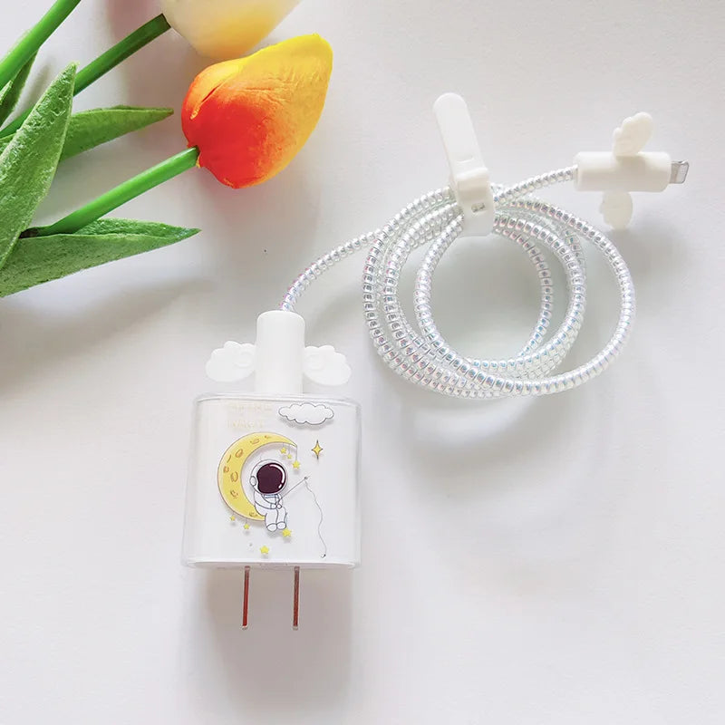18W/20W US Charger Protection Cover For iphone Cute USB Cable Winder Protector Shell Case For Apple 12 13 11 Promax 14 Plus